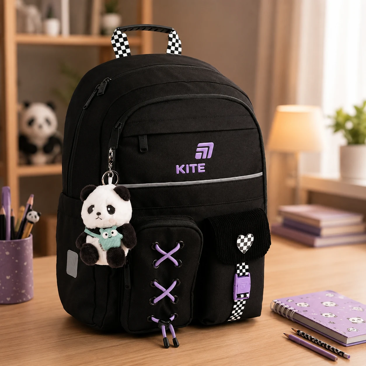 Рюкзак Kite Education 584 Panda Love K26-584M-2 — Шкільні рюкзаки
