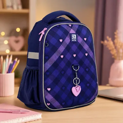 Рюкзак Kite Education каркасний 555 Check and Hearts
