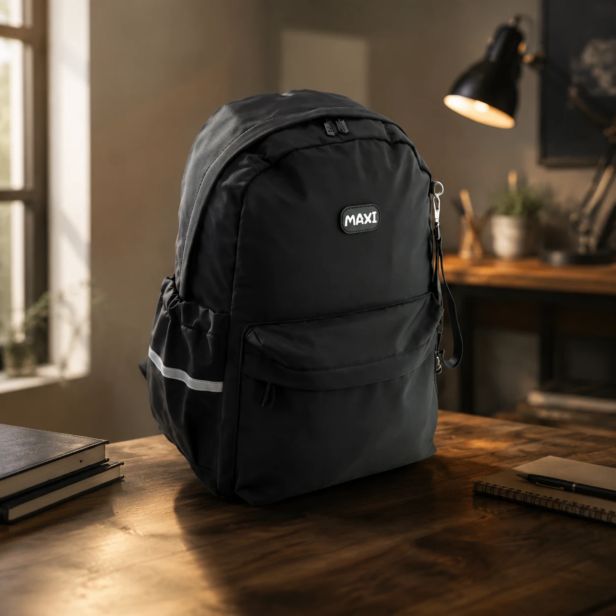 Рюкзак Maxi 15,5 тканинні стрічки на бігунках 8353-black — Шкільні рюкзаки