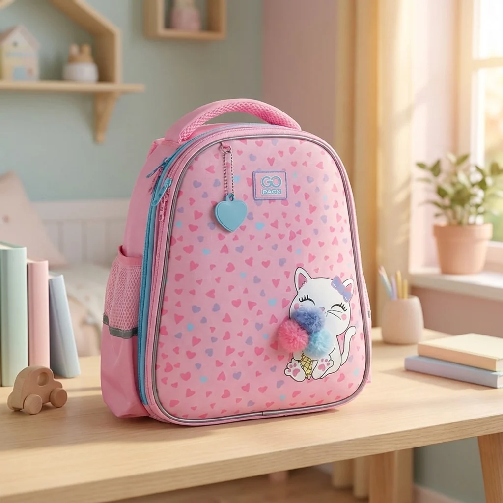 Рюкзак шкільний напівкаркасний GoPack Education Fluffy Kitten GO25-165S-2 — Каркасні ортопедичні